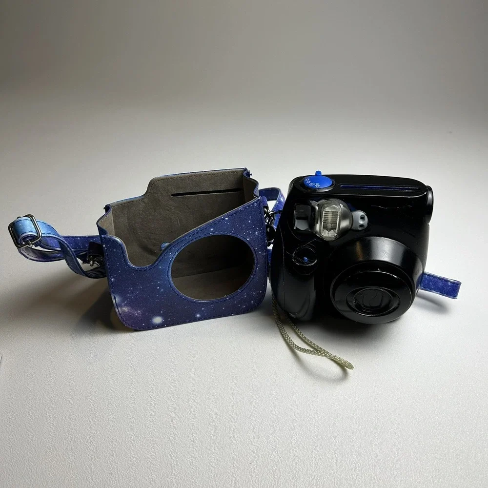 Fujifilm Instax Mini Instant Film Camera Black Blue‎ Galaxy Carrying Case*